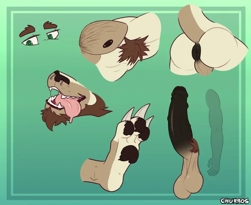 Image 2023,hi_res,solo,male,penis,tongue,ass,erection,humanoid_penis,feet,eyebrows,teeth,balls,anthro,anus,green_eyes,absurd_res,genitals,mammal,humanoid_genitalia,pubes,pawpads,backsack,marsupial,model_sheet,kangaroo,macropod,churrosolixoso,bobfirrer,body_parts