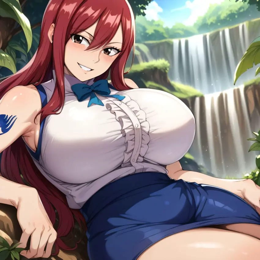 Image 1girls,big_breasts,breasts,female,large_breasts,nipples,solo,sweat,thick_thighs,thighs,water,ai_generated,huge_breasts,busty,curvy,curvy_body,curvy_female,curvy_figure,outdoors,skirt,alternate_breast_size,curvaceous,sweating,sweaty,sweaty_body,sweaty_breasts,erza_scarlet,fairy_tail,bostin