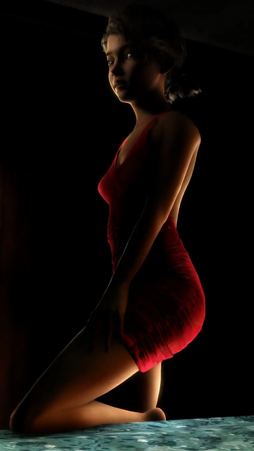 Image breasts,female,female_only,looking_at_viewer,short_hair,female_focus,small_breasts,thick_thighs,thighs,dark_skin,bare_shoulders,dress,pose,posing,brown_hair,dark-skinned_female,3d,red_dress,3d_(artwork),sfm,source_filmmaker,the_walking_dead,the_walking_dead_game,backless_dress,clementine_(the_walking_dead),the_walking_dead:_the_final_season,darkness,plumtower