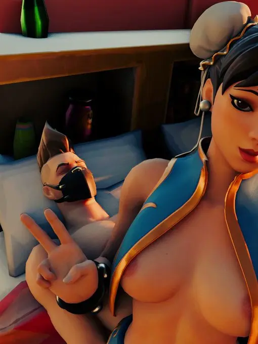 Image 1girls,breasts,female,human,1boy,male,straight,fortnite,accurate_art_style,after_sex,3d,selfie,fortnite:_battle_royale,capcom,chun-li,street_fighter,tits_out,chun-li_(fortnite),drift_(fortnite)