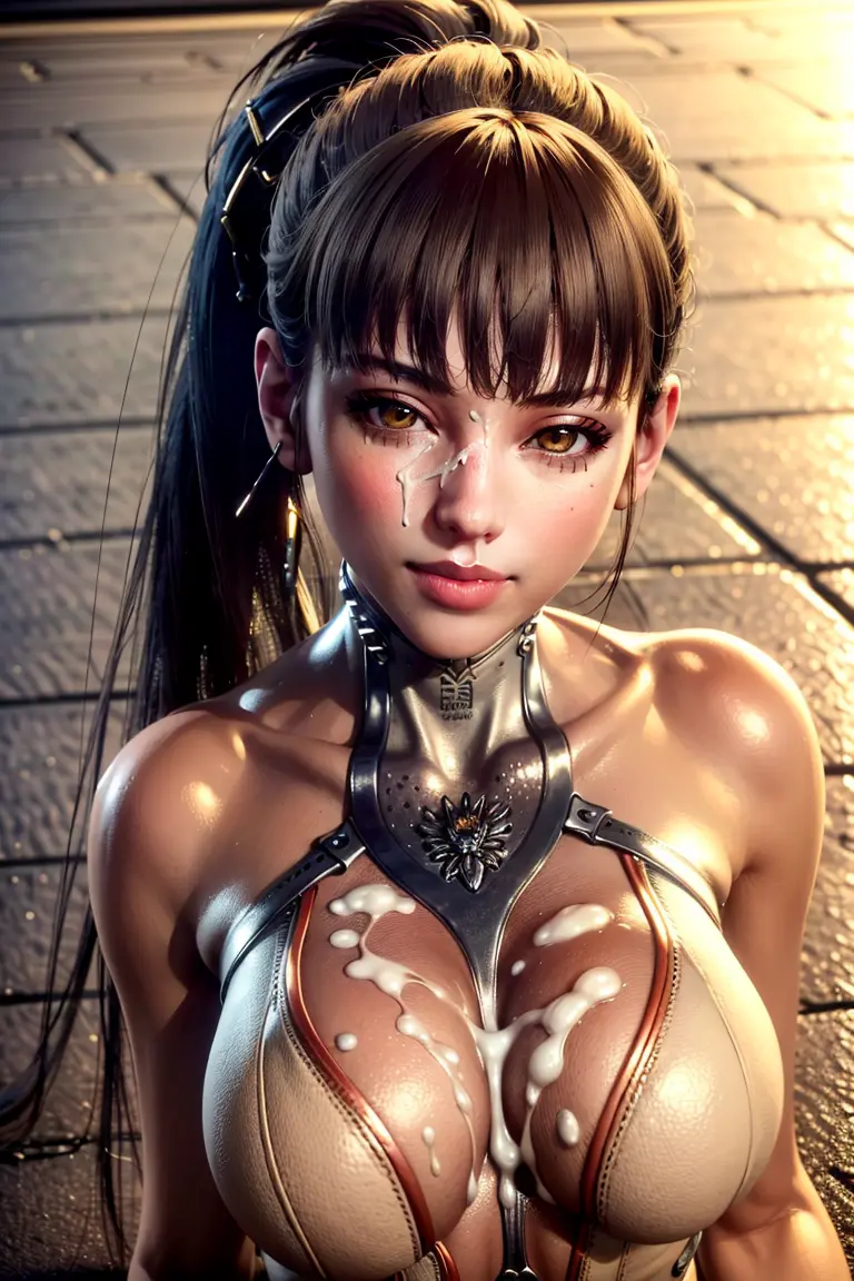 Image breasts,female,long_hair,cum,cum_on_face,ponytail,ai_generated,fringe,cum_on_breasts,skinsuit,bodysuit,eve_(stellar_blade),stellar_blade,smartneto