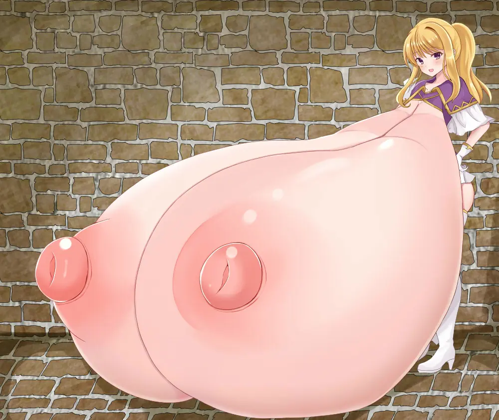Image 1girls, breasts, breasts_out, female, female_only, long_hair, looking_at_viewer, nipples, open_mouth, smile, solo, gloves, thighs, ponytail, areolae, bare_thighs, gigantic_breasts, hyper_breasts, blonde_hair, purple_hair, nintendo, hand_on_own_hip, skirt, short_sleeves, :d, fire_emblem, yellow_hair, frills, brick_wall, fire_emblem:_the_binding_blade, wall, clarine_(fire_emblem), miyako_(mongcocoa)