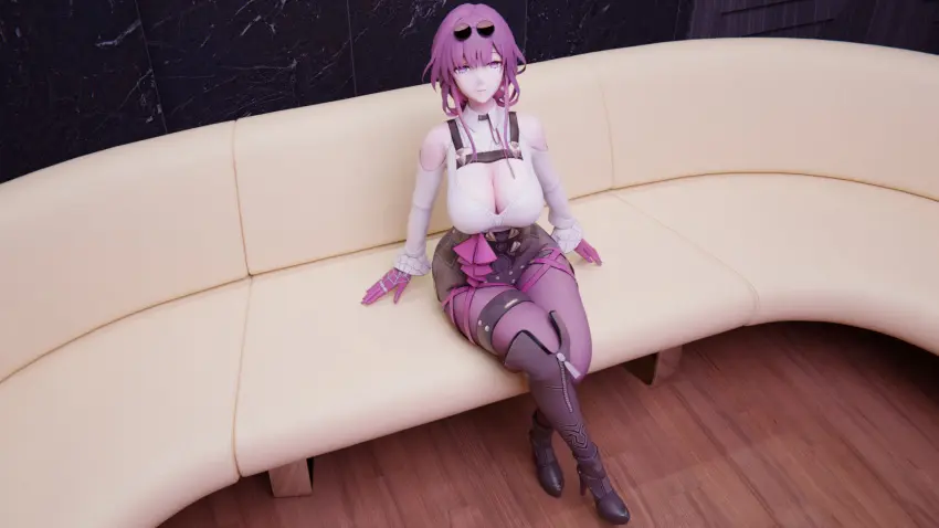 Image big_breasts,breasts,female,thighhighs,big_ass,thighs,glasses,blender,jacket,big_thighs,boots,honkai:_star_rail,honkai_(series),kafka_(honkai:_star_rail)