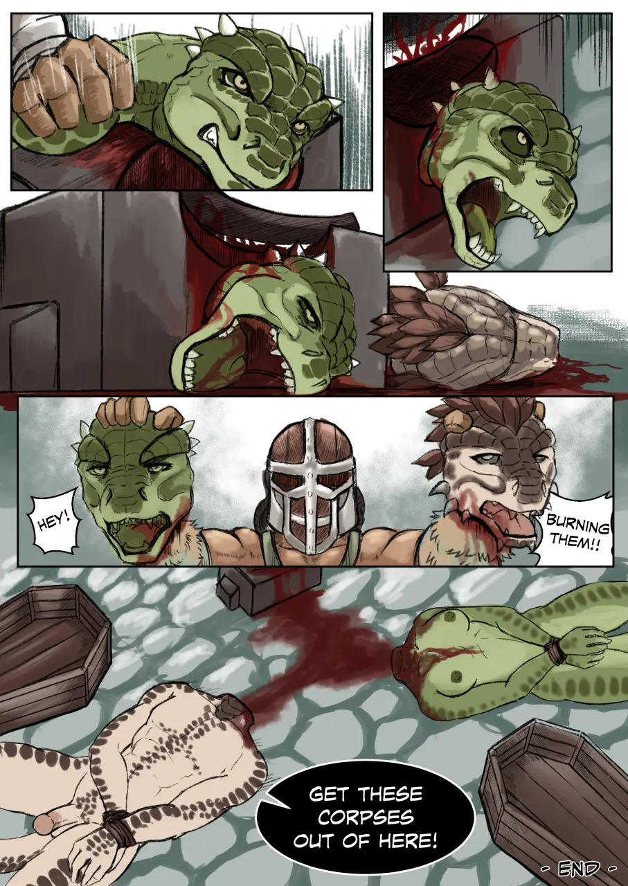 Image breasts,female,hi_res,human,nipples,male,nude,penis,headgear,anthro,blood,comic,restrained,bodily_fluids,genitals,mammal,multicolored_body,snuff,green_body,green_scales,scales,scalie,group,armor,bound,restraints,rope,bethesda_softworks,microsoft,the_elder_scrolls,argonian,multicolored_scales,gore,end_page,skyrim,axe,death,decapitation,guro,male_death,wrists_tied,headless,female_death,execution,beheaded,deeja,baroque_(artist),chopping_block,jaree-ra,beheading,executioner,coffin