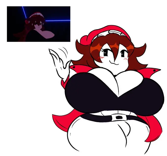 Image breasts,female,female_only,hat,thick_thighs,huge_breasts,cute_face,tight_fit,waving_hand,boob_window,fnf,friday_night_funkin,friday_night_funkin_mod,girlfriend_(friday_night_funkin),barely_contained,barely_contained_breasts,vrchat,trepidation_gf_(friday_night_funkin),friday_night_trepidation,hunnybunarts