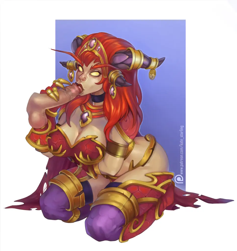 Image 1girls,female,light-skinned_female,light_skin,solo,oral,penis,red_hair,fellatio,kneeling,warcraft,world_of_warcraft,wow,blowjob,handjob,oral_sex,disembodied_penis,blizzard_entertainment,alexstrasza,kate_starling