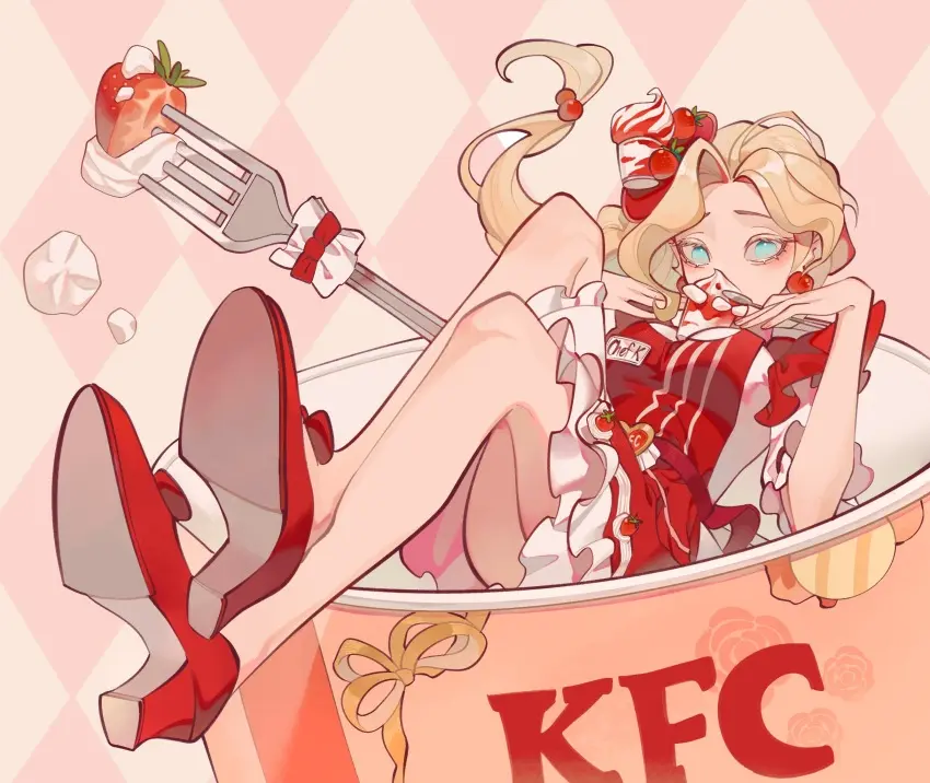 Image big_breasts,bow,breasts,female,hair_ornament,highres,long_hair,looking_at_viewer,simple_background,solo,blue_eyes,big_ass,big_butt,earrings,big_booty,feet,jewelry,blonde_hair,medium_breasts,feet_up,sitting,dress,white_dress,high_heels,leaking_pussy,holding,knee_up,big_nipples,apron,big_thighs,leaking_anus,non_nude,highleg,full_body,big_boobs,low-tied_long_hair,bucket,between_breasts,feet_together,pink_background,no_pupils,food,fruit,teal_eyes,red_footwear,striped_clothes,ice_cream,colored_eyelashes,fast_sex,name_tag,identity_v,spoon,fork,food-themed_hair_ornament,covered_mouth,fast_food,strawberry,fast_food_employee,fast_food_uniform,feet_on_face,feet_in_the_air,red_apron,holding_spoon,feet_in_camera,cream,grace_(identity_v),argyle,argyle_background,argyle_clothes,comically_large_fork,feet_in_air,feet_in_the_pose,food_between_breasts,footwear_bow,grace_(chef_k)_(identity_v),kfc,leaking_through_clothing,magisomentium,olala,ribbon_shoes,striped_apron
