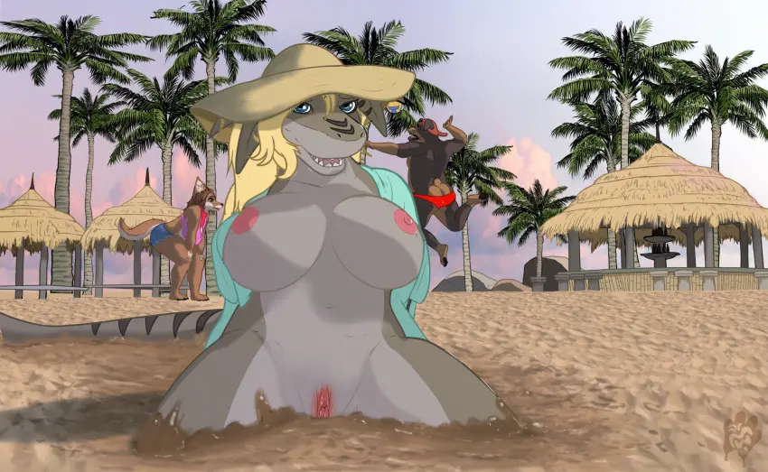 Image big_breasts,breasts,clothing,female,hi_res,looking_at_viewer,nipples,blue_eyes,male,pussy,ass,hat,headwear,areola,beach,headgear,solo_focus,hair,huge_breasts,anthro,blonde_hair,canid,canine,canis,domestic_dog,genitals,grey_body,mammal,sand,2024,fish,marine,shark,outside,tree,fox,plant,ball,group,trio,stripes,striped_body,sun_hat,rottweiler,baseball_cap,palm_tree,mastiff,molosser,volleyball_(ball),backwards_hat,backwards_baseball_cap,elena_(shastakovich),mudwuff