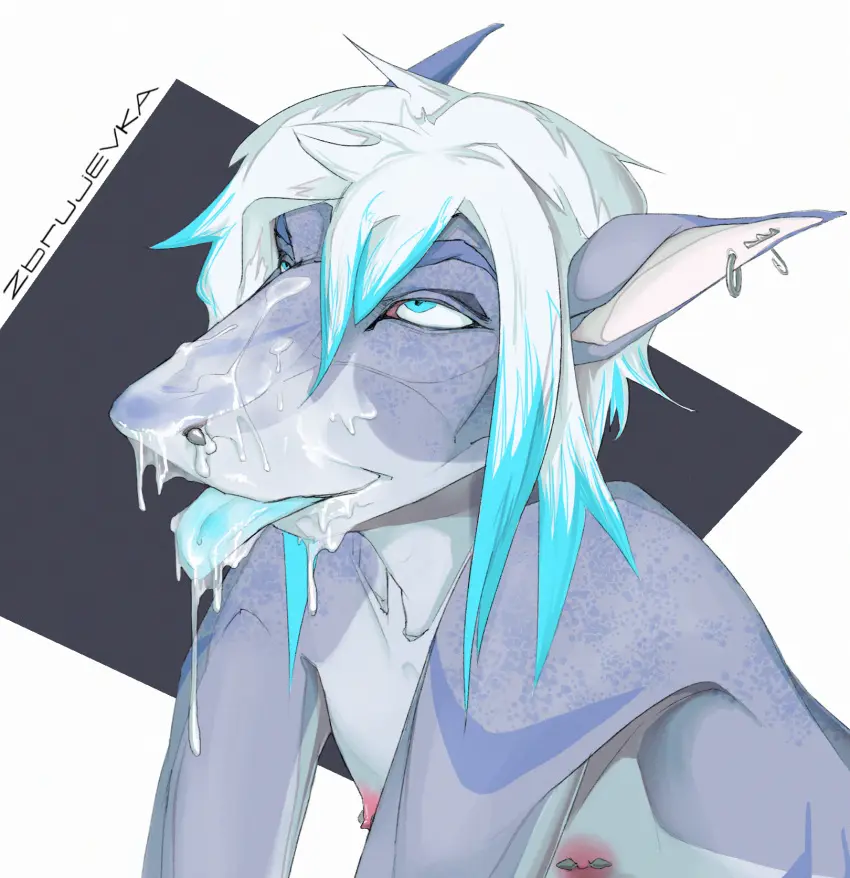 Image hi_res,nipples,simple_background,solo,white_hair,blue_eyes,cum,cum_on_face,cum_on_tongue,male,tongue_out,tongue,gradient_hair,femboy,jewelry,hair,anthro,piercing,genital_fluids,bodily_fluids,ear_piercing,fish,marine,shark,nipple_piercing,ear_ring,ring_piercing,nose_piercing,facial_piercing,basiriel,zbrujevka