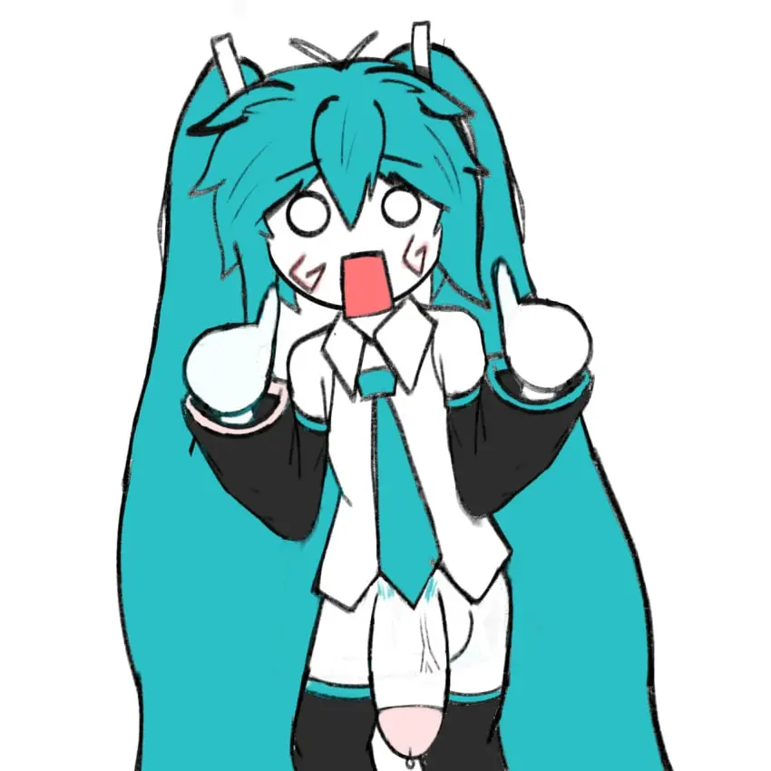 Image long_hair,blue_hair,penis,1futa,futanari,intersex,eyes,cock,futa_only,pubic_hair,dick,twintails,dickgirl,precum,erect_penis,hatsune_miku,vocaloid,front_view,chibi,pencil_(artwork),thumbs_up,funny,long_twintails,erotic_chibi,teal_hair,circle_eyes,hachune_miku,ringed_cheeks,spiral_cheeks