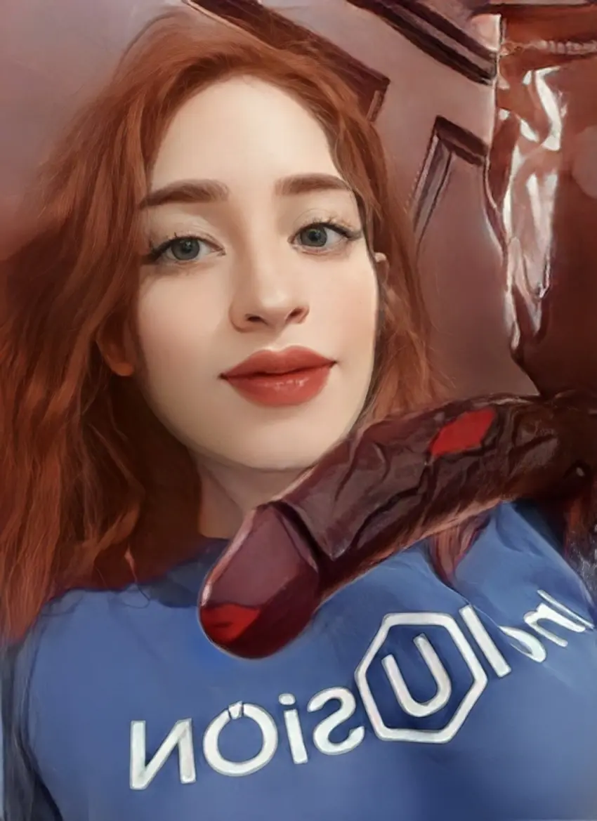 Image female,light-skinned_female,male,penis,big_penis,dark-skinned_male,interracial,ai_generated,orange_hair,green_eyes,lipstick_mark,lipstick_on_penis,stable_diffusion,unseen_male_face,younger_female,black_penis,bimbo_lips