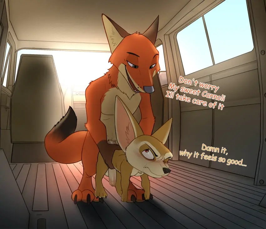 Image hi_res,male,penis,disney,sex,duo,feet,anal,male/male,yaoi,from_behind_position,size_difference,anthro,text,canid,canine,genitals,mammal,dialogue,english_text,toes,fox,fennec_fox,true_fox,3_toes,nick_wilde,zootopia,seyrmo,finnick