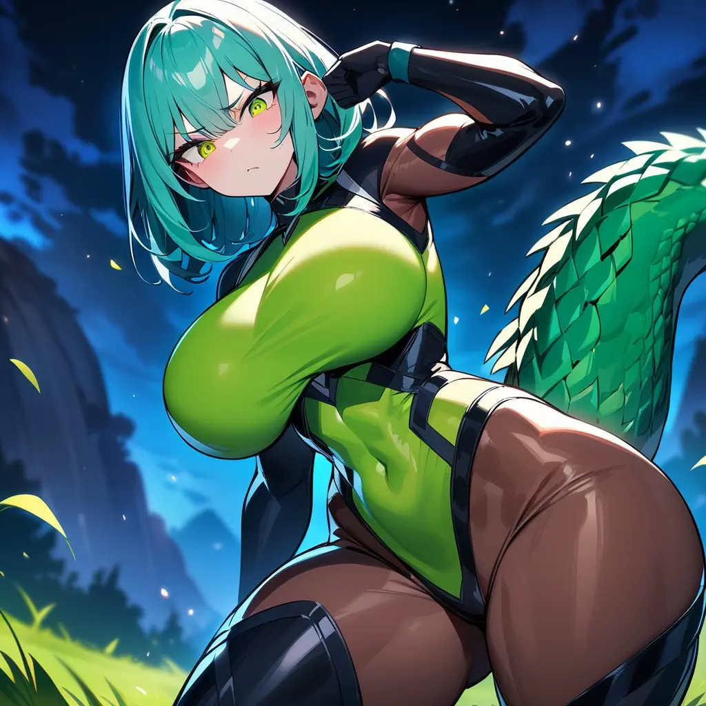 Image 1girls,breasts,female,large_breasts,looking_at_viewer,solo,thick_thighs,voluptuous,sky,ai_generated,tagme,cloud,curvy,curvy_body,curvy_female,outdoors,covered_navel,frown,angry,angry_expression,pantyhose,blushing,dragon_girl,dragon_tail