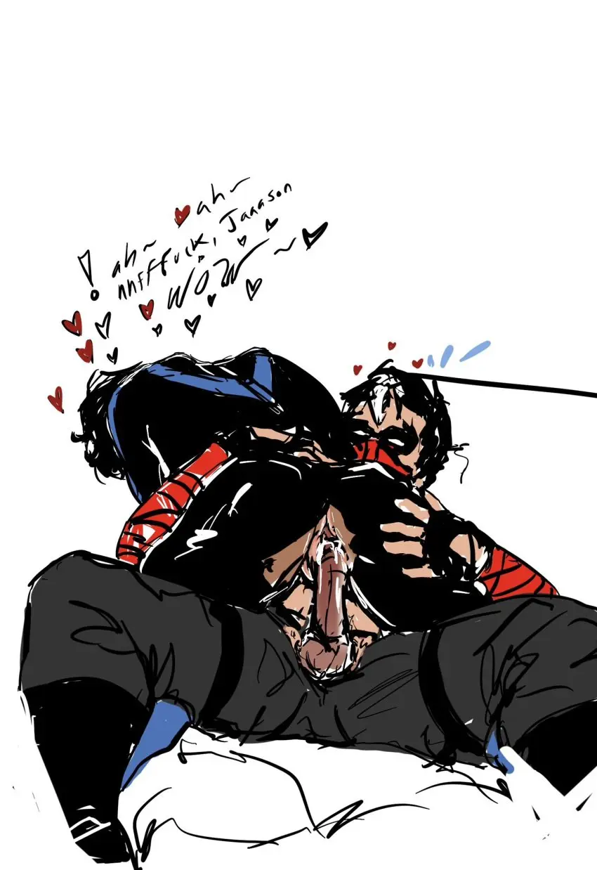 Image male,penis,duo,2boys,male_only,yaoi,balls,riding,cock,dc,dc_comics,sketch,male_focus,duo_focus,dick_grayson,nightwing,jason_todd,red_hood_(dc)