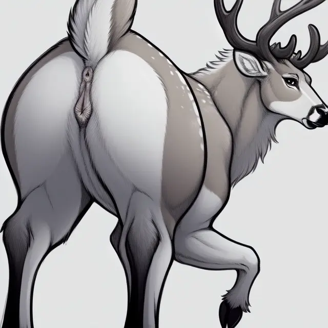 Image female,solo,pussy,furry,ai_generated,anthro,black_and_white,deer,animal_pussy,cervid,deer_girl,cervine,cervine_pussy,rataddict