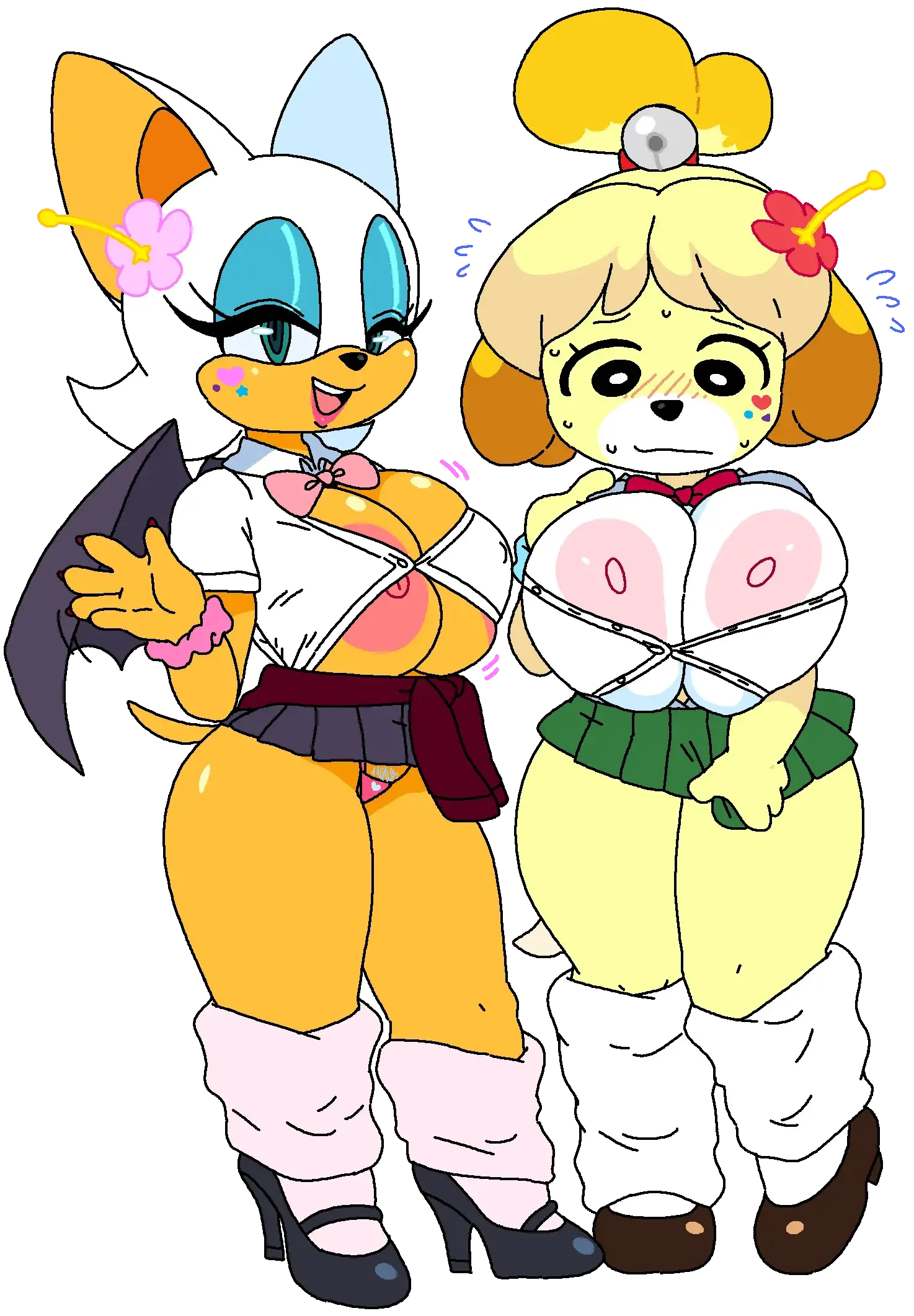 Image big_breasts, breasts, female, female_only, 2girls, multiple_girls, tagme, nintendo, animal_crossing, isabelle_(animal_crossing), sega, sonic_(series), sonic_the_hedgehog_(series), crossover, transparent_background, rouge_the_bat, cassettedream, dream-cassette, hoshime, doubutsu_no_mori, shizue_(doubutsu_no_mori)
