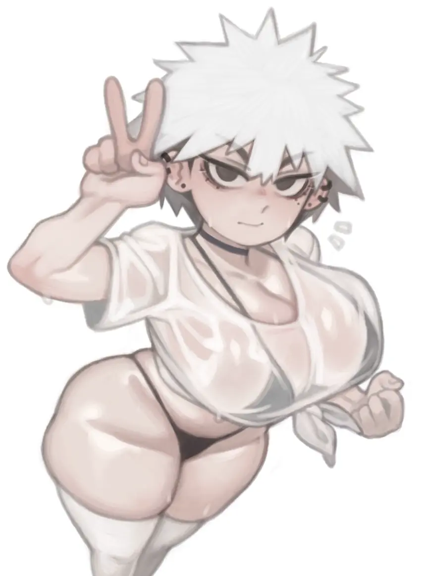 Image 1girls,breasts,female,large_breasts,white_hair,short_hair,bikini,original,original_character,shortstack,naughty_face,kelvin_hiu,yuki_(kelvin_hiu)