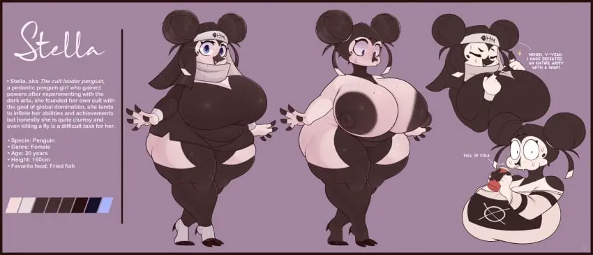 Image big_breasts,breasts,clothing,female,hi_res,looking_at_viewer,nipples,shirt,simple_background,solo,standing,black_hair,blue_eyes,nude,sweat,ass,big_butt,thick_thighs,humanoid,hair,huge_breasts,anthro,text,animal_humanoid,stockings,sweatdrop,bodily_fluids,holding_object,black_body,english_text,5_fingers,legwear,thigh_highs,white_body,avian,avian_feet,avian_humanoid,beak,bird,fingers,markings,topwear,gloves_(marking),blouse,t-shirt,drinking,penguin,full-length_portrait,portrait,beverage,container,cup,religious_clothing,model_sheet,color_swatch,religion,character_name,veil,holding_beverage,cultist,drinking_straw,arms_out,bust_portrait,dipstick_fingers,fingers_together,coffilatte,cult,fishbone,stella_(coffilatte),t-shirt_design