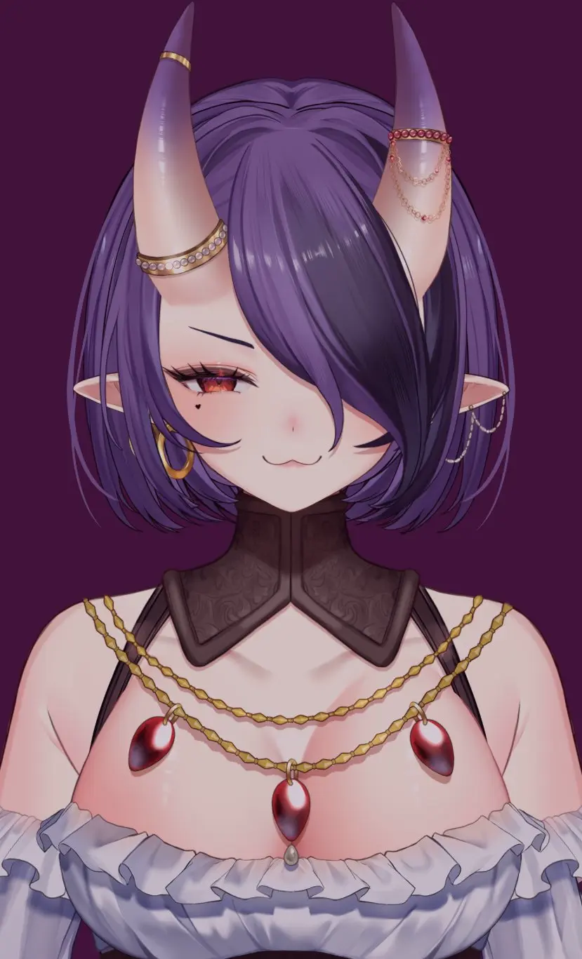 Image 1girls,breasts,female,large_breasts,virtual_youtuber,pointy_ears,cute,oni,oni_horns,smug_grin,pirate_girl,hannahhyrule