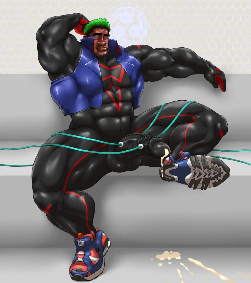 Image solo,cum,male,penis,erection,muscular,male_only,yaoi,balls,spread_legs,sitting,bara,erection_under_clothes,solo_male,boner,muscles,costume,cum_through_clothes,after_orgasm,flexing,hitenmaru