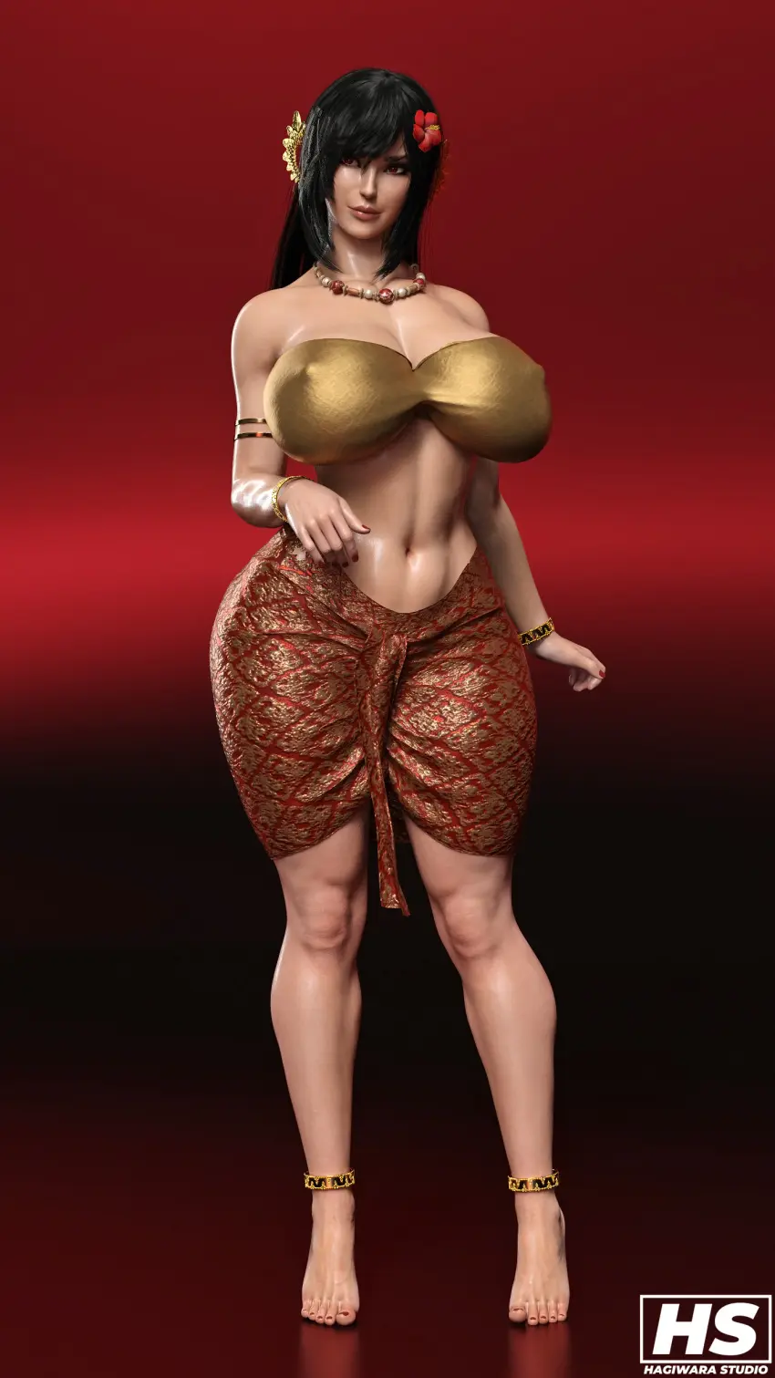 Image 1girls,big_breasts,breasts,female,hi_res,highres,large_breasts,long_hair,red_eyes,solo,black_hair,earrings,wide_hips,hips,headband,solo_female,tagme,original_character,3d,skirt,tubetop,hagiwara_studio,tight_skirt,anko_hagiwara