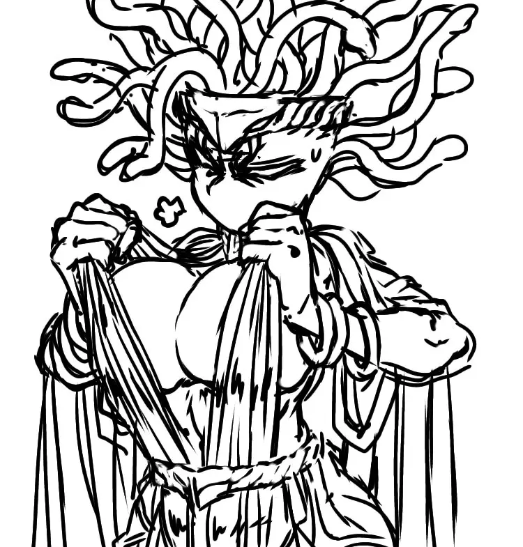 Image big_breasts,breasts,female,simple_background,robe,alone,snake_hair,gorgon,medusa_(stick_war),stick_war,stick_war_3