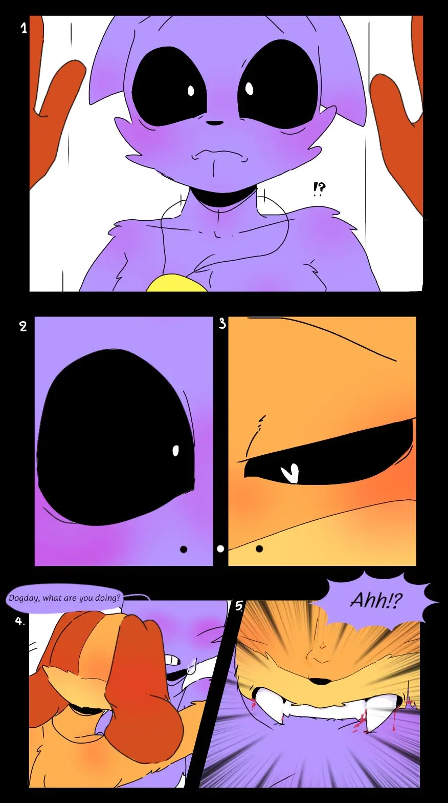 Image male,male/male,bite,comic,comic_page,furry_only,no_humans,scared_face,critters_(poppy_playtime),poppy_playtime,poppy_playtime_(chapter_3),smiling_critters,catnap_(poppy_playtime),dogday_(poppy_playtime),palatis