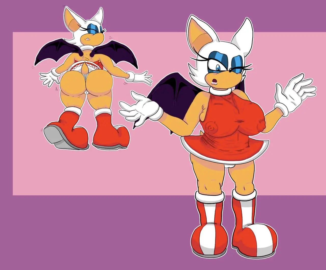 Image 1girls,female,amy_rose,sonic_(series),sonic_the_hedgehog_(series),sonic_the_hedgehog_(idw),rouge_the_bat,sonic_the_hedgehog_(archie),sonic_the_hedgehog_(comics),tinydevilhorns,amy_rose_(cosplay),rouge_rose