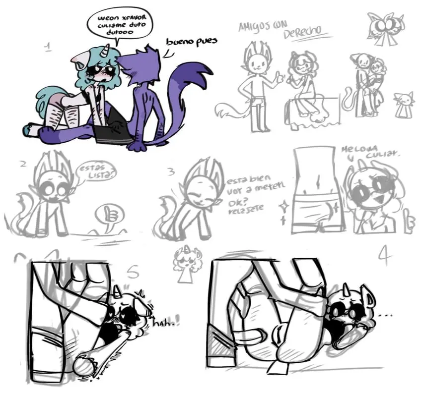 Image 1girls,female,1boy,male,penis,pussy,straight,sex,white_skin,anthro,purple_fur,purple_skin,tagme,mythology,penis_in_pussy,comic,feline,white_body,sketch,sketch_page,furry_only,anthro_only,no_humans,spanish_dialogue,spanish_text,white_fur,domestic_cat,unicorn,anthro_on_anthro,critters_(poppy_playtime),poppy_playtime,poppy_playtime_(chapter_3),smiling_critters,cat,catnap,catnap_(poppy_playtime),crafty_corn,craftycorn,cyan_hair,cyan_tail,unicorn_horn,palatis,chispxita_(artist)