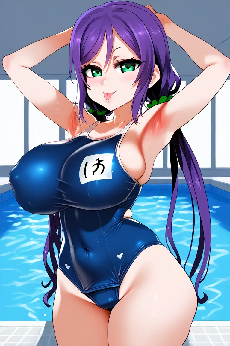 Image armpits,ai_generated,love_live!,school_swimsuit,tharkica,toujou_nozomi