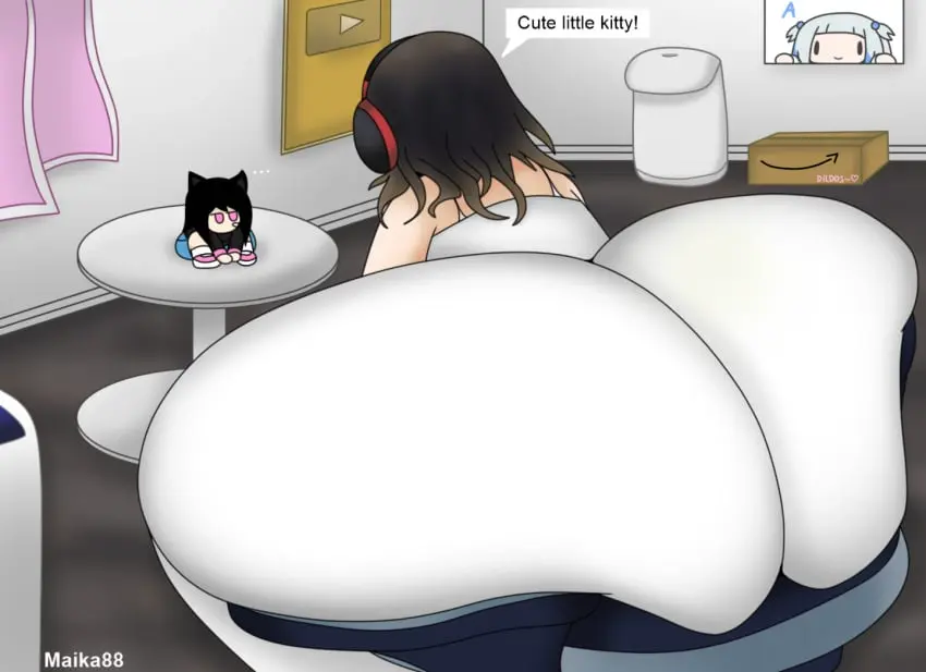 Image clothed,female,female_only,fat_ass,ass_focus,hyper_ass,ass_bigger_than_head,enormous_ass,real_person,twitch_streamer,white_ass,maika88,pokimane