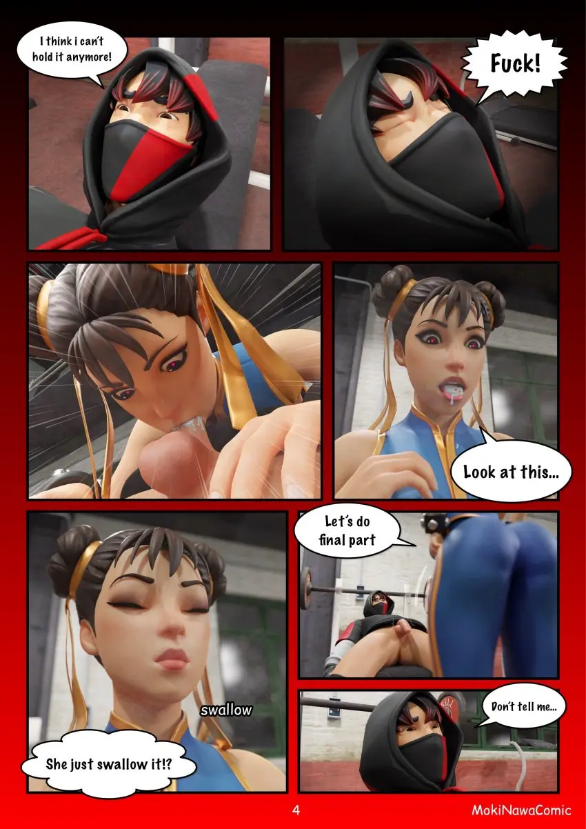 Image 1girls,female,human,1boy,male,straight,sex,male/female,fortnite,text,3d,comic,english_text,crossover,chun-li,street_fighter,page_number,eastern_and_western_character,page_4,chun-li_(fortnite),ikonik,mokinawa