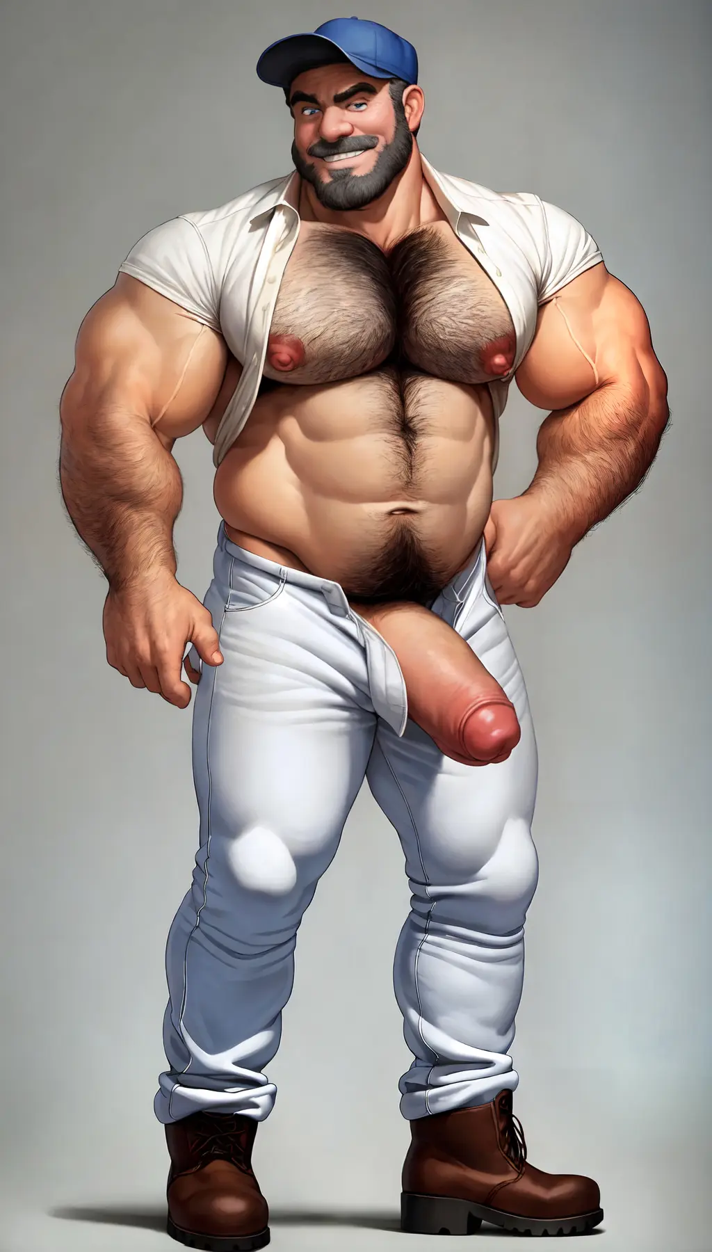 Image 1boy,male,penis,muscular,muscular_male,ai_generated,male_only,balls,huge_cock,huge_balls,solo_male,delivery_employee