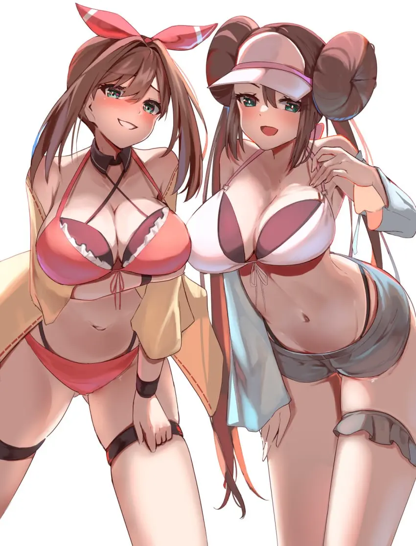 Image breasts,female,human,large_breasts,light_skin,long_hair,looking_at_viewer,smile,2girls,blue_eyes,pokemon,twin_buns,cleavage,2d,brown_hair,nintendo,twintails,bikini_top,jpeg,may_(pokemon),pokemon_oras,rosa_(pokemon),pokemon_bw2,may_(pokemon_oras),momdy_(talesshinja),things