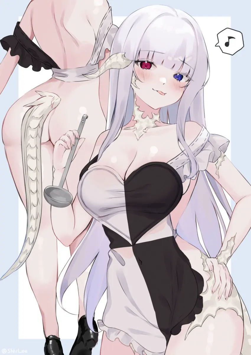 Image 1girls,female,female_only,ass,seductive,seductive_look,seductive_smile,apron,final_fantasy_xiv,butt,seductive_pose,naked_apron,au_ra,shhilee