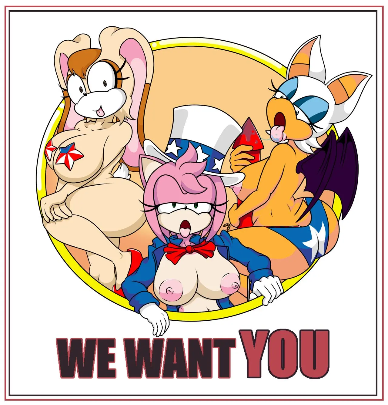 Image big_breasts,breasts,clothing,female,female_only,large_breasts,nude,panties,ass,bedroom_eyes,big_ass,female_focus,milf,nude_female,posing,mature_female,yuri,mature,amy_rose,sonic_(series),sonic_the_hedgehog_(series),smirk,rabbit,hedgehog,sonic_the_hedgehog_(idw),bat,rouge_the_bat,vanilla_the_rabbit,american_flag,american_flag_bikini,sonic_the_hedgehog_(archie),sonic_the_hedgehog_(comics),flag_print,tinydevilhorns,4th_of_july,independence_day,july_(month),uncle_sam_(cosplay)