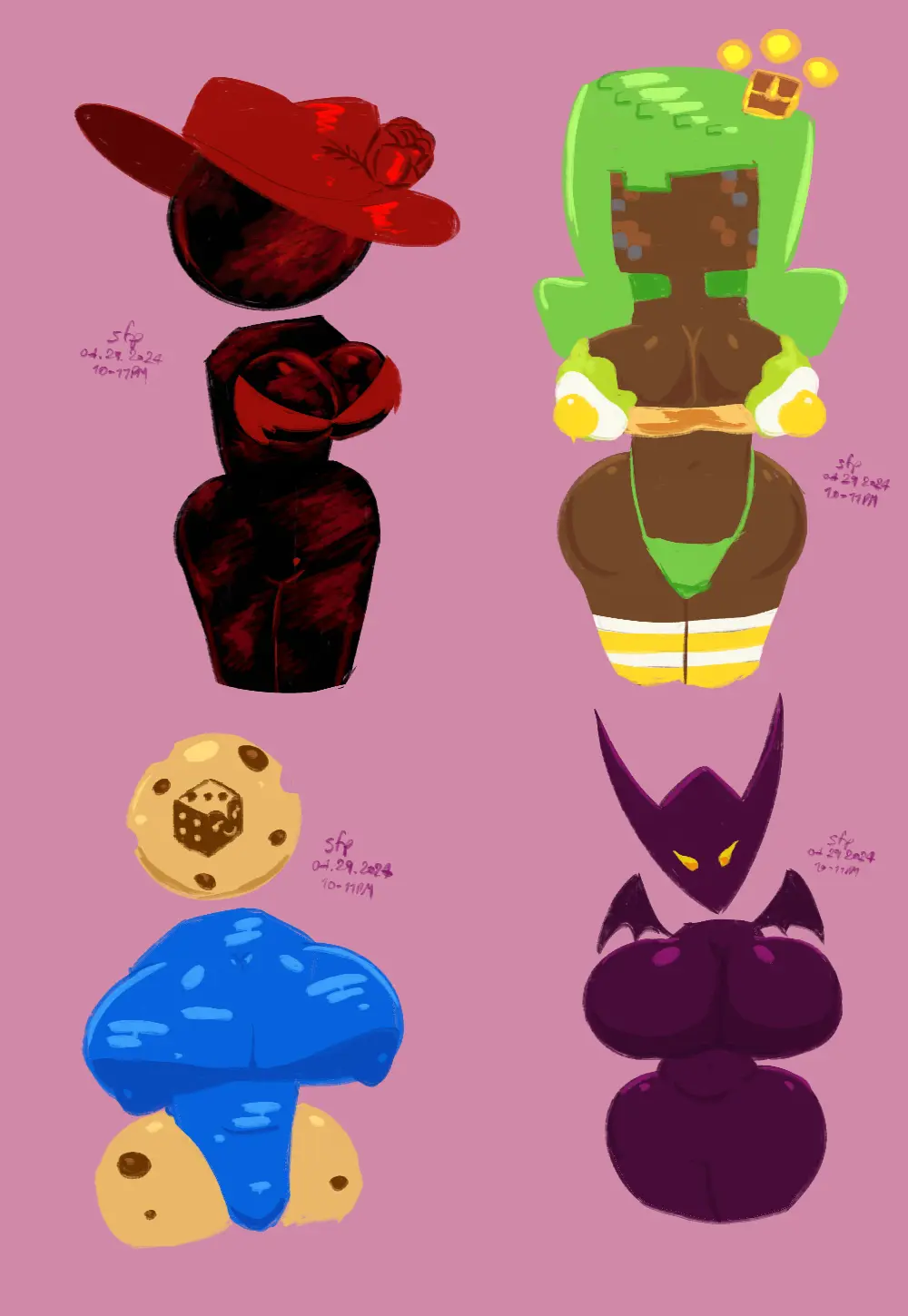 Image big_breasts,breasts,female,big_ass,big_butt,huge_ass,huge_butt,humanoid,huge_breasts,purple_skin,thick,thick_ass,busty,green_hair,black_body,thick_hips,thick_legs,grass,bat,cookie,blocky_body,plato_(app),slickflipper,blue_lingerie,bat_humanoid,dirt_block,grass_hair,humanoid_breasts