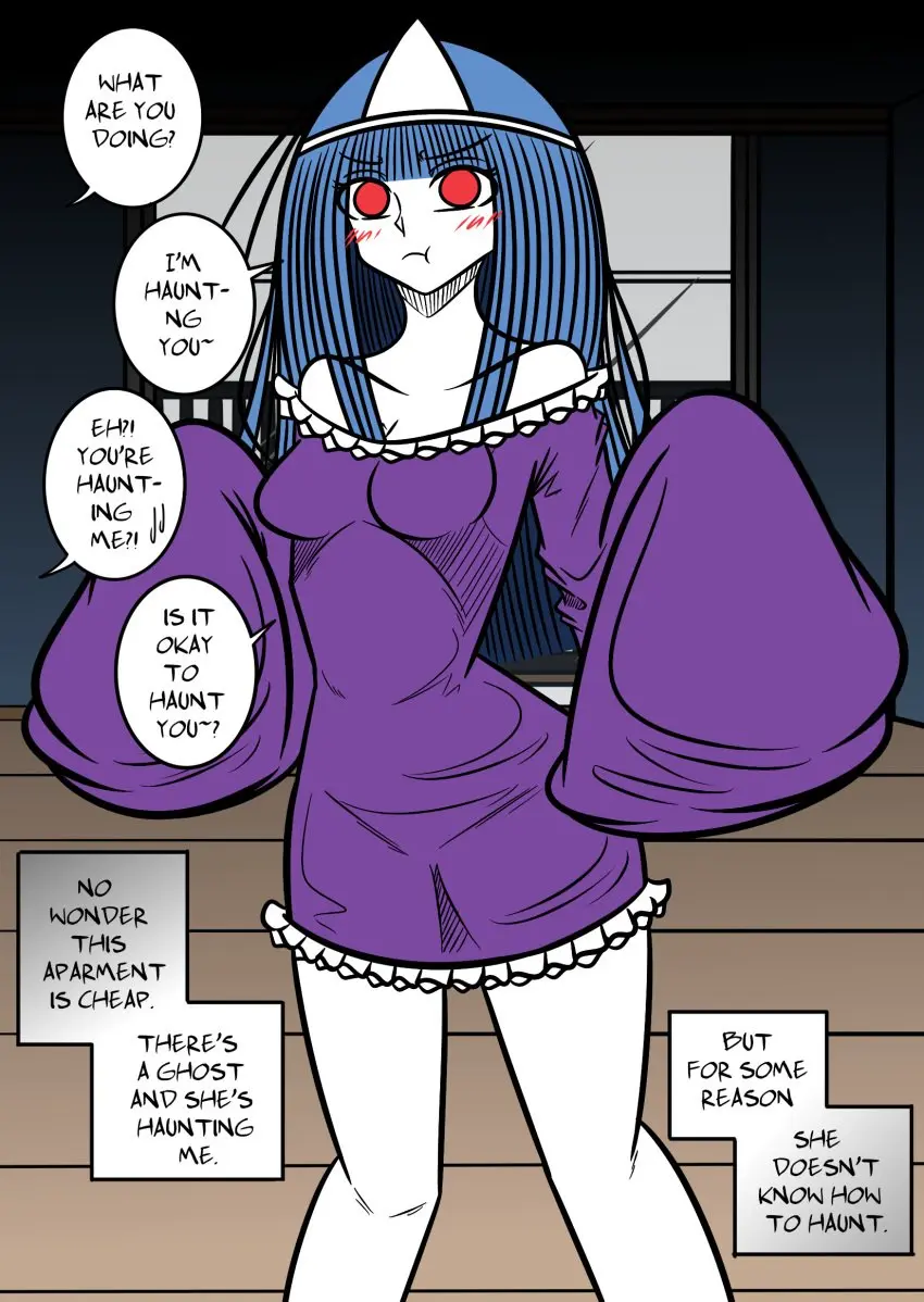 Image breasts, female, monster, ghost, english_text, oc, wholesome, blue, youkai, webtoon, onryo, ghostmaya