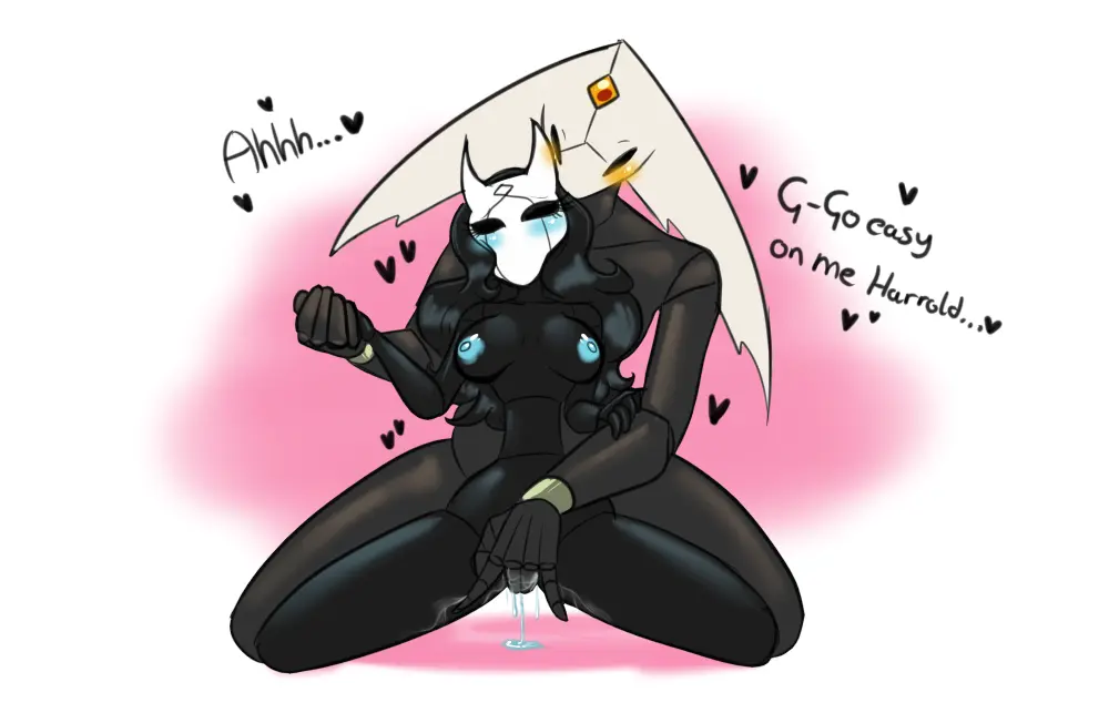 Image blush,breasts,female,nipples,black_hair,hand_holding,male,nude,pussy,duo,kneeling,areola,belly,digital_media_(artwork),eyebrows,eyelashes,gem,hair,text,vaginal_penetration,genital_fluids,bodily_fluids,genitals,black_skin,dialogue,arthropod,black_body,black_eyes,blue_nipples,hollow_knight,horn,team_cherry,fingering,5_fingers,fingers,no_humans,heart_symbol,vaginal_fluids,finger_fuck,blue_areola,black_legs,forehead_gem,2_horns,black_text,black_arms,hand_on_arm,blue_blush,black_breasts,harrold_(latiar),latiar,nimue_(wickedfairy),orange_blush