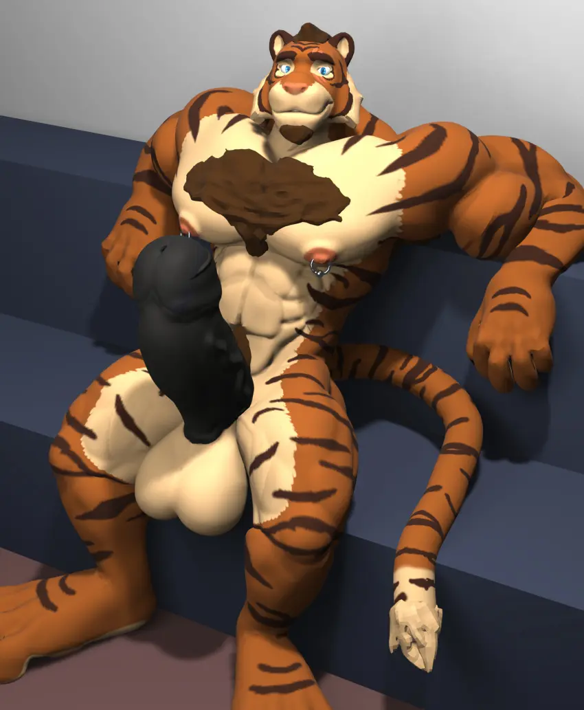 Image hi_res, looking_at_viewer, nipples, solo, male, nude, penis, big_penis, erection, muscular, muscular_male, male_only, balls, huge_cock, anthro, veiny_penis, piercing, sitting, big_balls, fur, genitals, mammal, biceps, muscular_anthro, pecs, foreskin, uncircumcised, orange_body, feline, huge_balls, nipple_piercing, abs, anthro_only, vein, glans, felid, black_penis, pantherine, stripes, tiger, black_glans, black_foreskin, night_(dream_and_nightmare), watanno