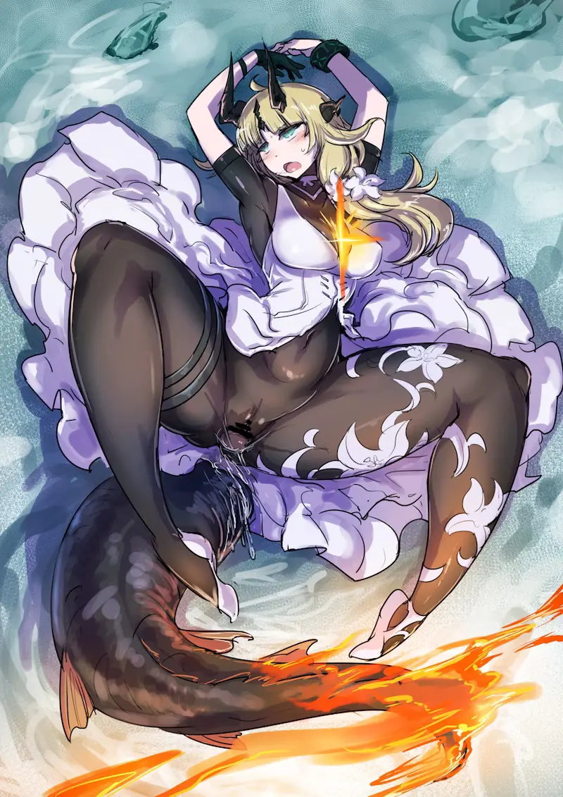 Image 1girls,female,female_only,thighhighs,arknights,artist_request,prolapse,prolapsed_pussy,reed_(arknights)