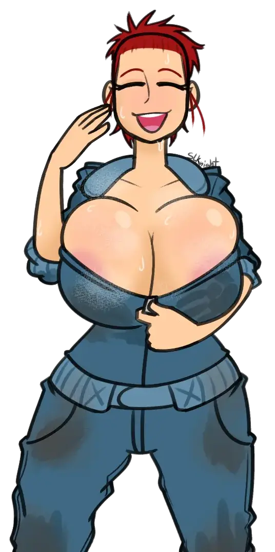 Image breasts,clothing,female,human,large_breasts,sweat,red_hair,ponytail,smiling,cleavage,huge_breasts,breasts_bigger_than_head,pale_skin,closed_eyes,cute,artist_signature,sweating,fully_clothed,fallout,transparent_background,musk,musk_clouds,jumpsuit,sweat_stain,noseless,fallout_3,transparent_png,unzipping,stained_clothes,dirty_clothing,moira_brown,slknight,unzipping_bodysuit