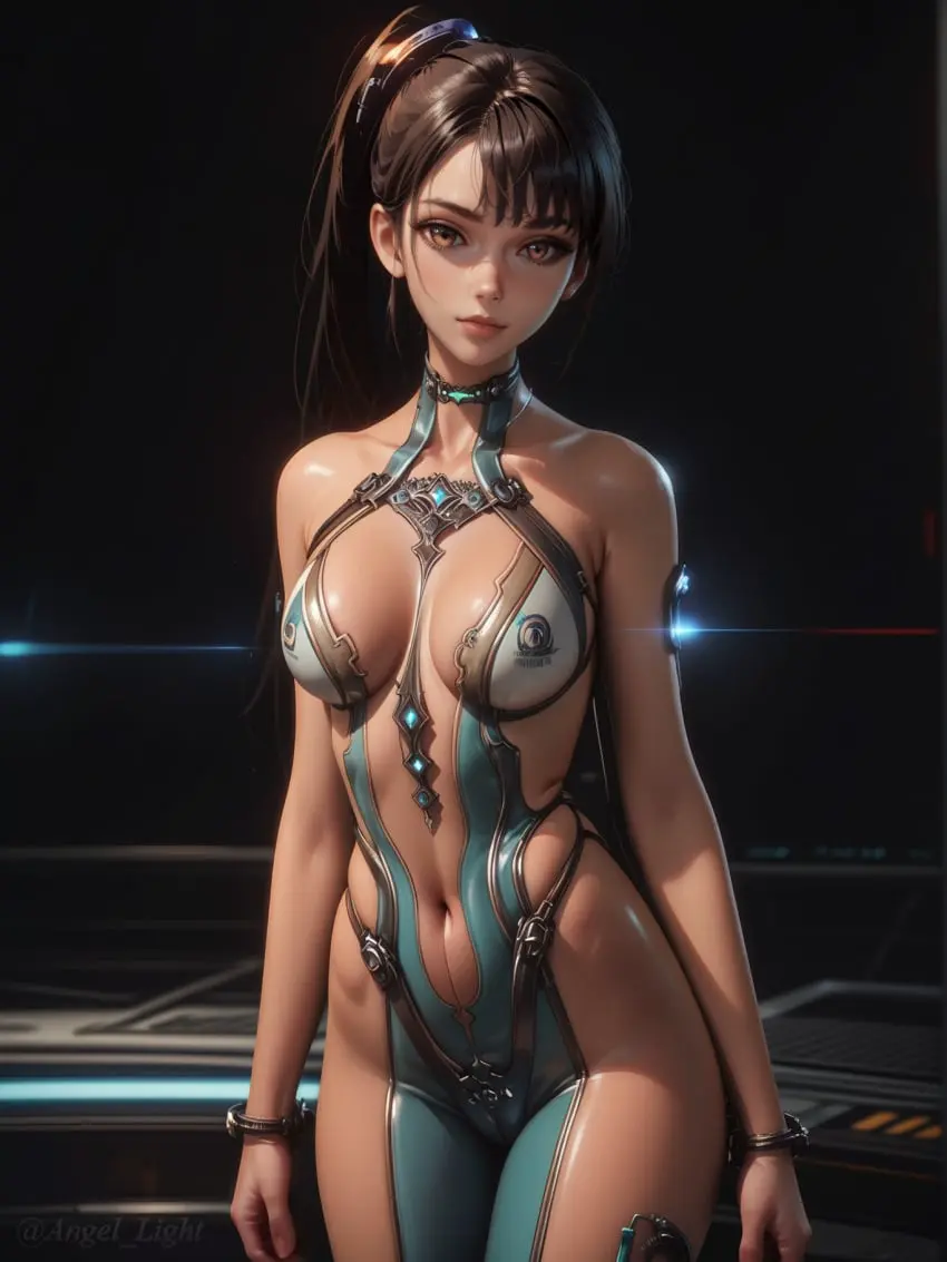 Image 1girls,breasts,brown_eyes,female,black_hair,wide_hips,ai_generated,bodysuit,eve_(stellar_blade),stellar_blade,android,angel_light,angel_light_(artist)