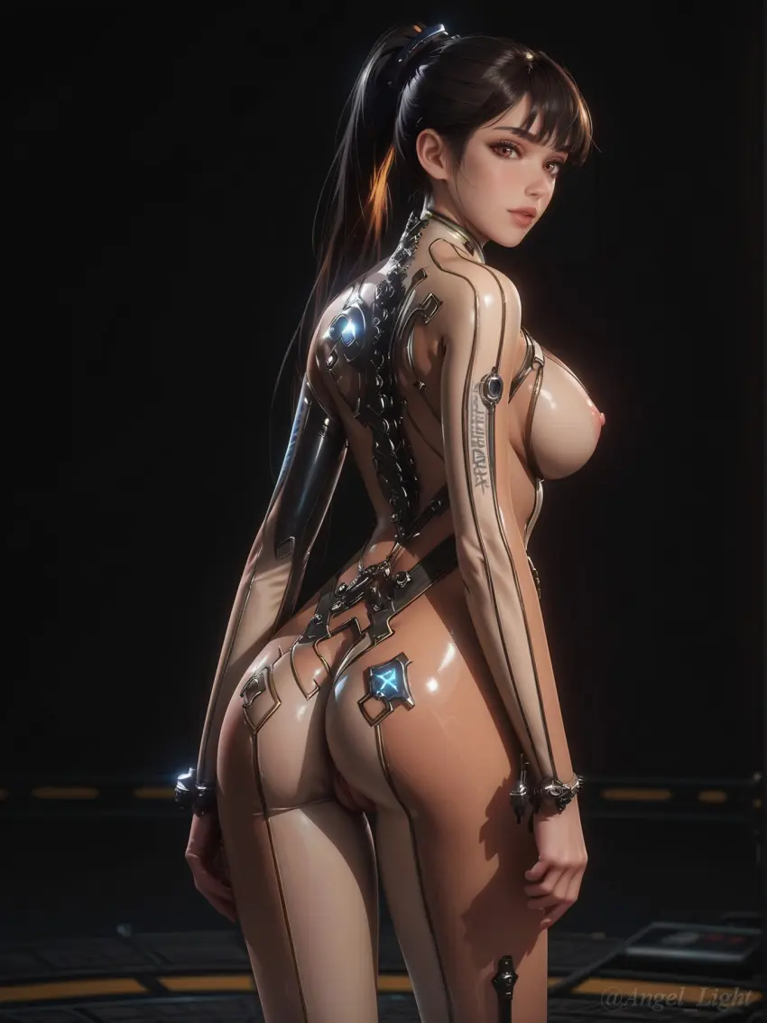 Image 1girls,breasts,brown_eyes,female,nipples,black_hair,pussy,ass,wide_hips,ai_generated,bodysuit,eve_(stellar_blade),stellar_blade,android,angel_light,angel_light_(artist)