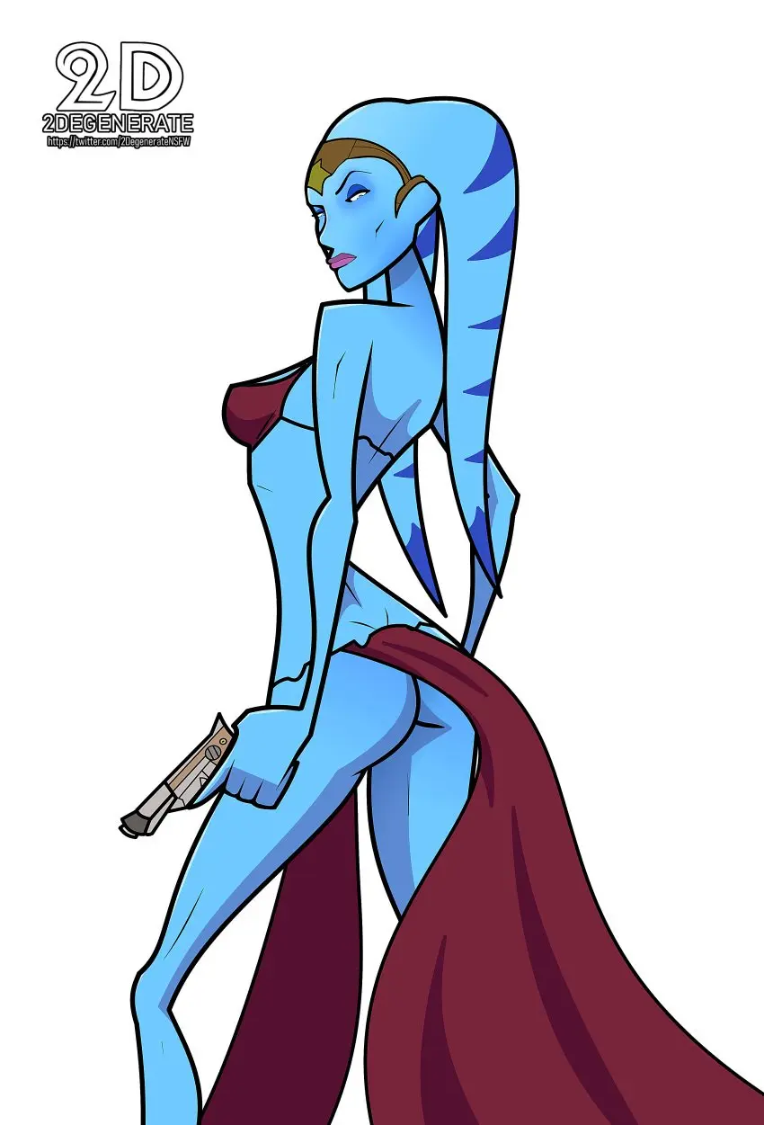Image female,blue_eyes,ass,headwear,text,bikini_top,holding_weapon,belly_dancer,belly_dancer_outfit,star_wars,blue_skin,upskirt,gun,twi'lek,loincloth,harem_girl,harem_outfit,star_wars:_the_old_republic,vette
