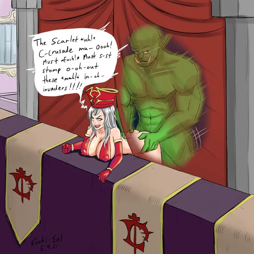 Image 1girls,big_breasts,breasts,female,human,light-skinned_female,light_skin,white_hair,male,sex,voluptuous,rough_sex,green_skin,voluptuous_female,vaginal_penetration,vaginal_sex,warcraft,world_of_warcraft,bent_over,public,dialogue,interspecies,blizzard_entertainment,horde_domination,orc,orc_(warcraft),orc_male,orced,public_sex,human_(world_of_warcraft),sally_whitemane,hidden_sex,betrayal,ecchieel,lordaeron_symbol
