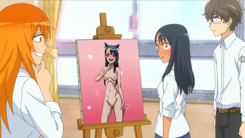 Image clothing,female,human,1boy,2girls,male,multiple_girls,hayase_nagatoro,please_don't_bully_me,_nagatoro,painting,naoto_hachioji_(senpai),drivendraw,gamo-chan