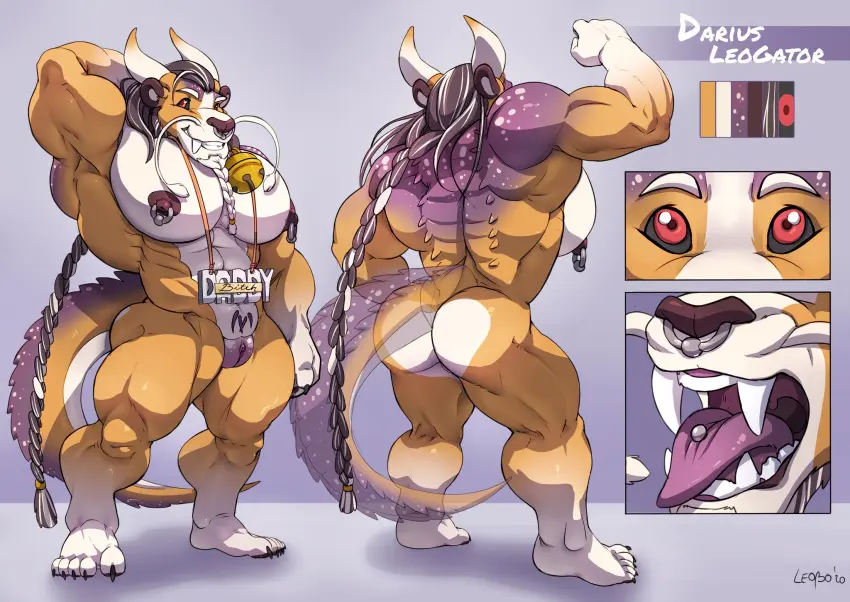 Image hi_res,nipples,male,nude,pussy,ass,intersex,muscular,teeth,hair,anthro,clitoris,genitals,mammal,muscular_anthro,pecs,horn,fangs,reptile,scalie,cuntboy,abs,hybrid,felid,braided_hair,lion,pantherine,facial_hair,2020,muscular_cuntboy,muscular_intersex,crocodilian,alligatorid,alligator,darius_leogator,bling,leobo