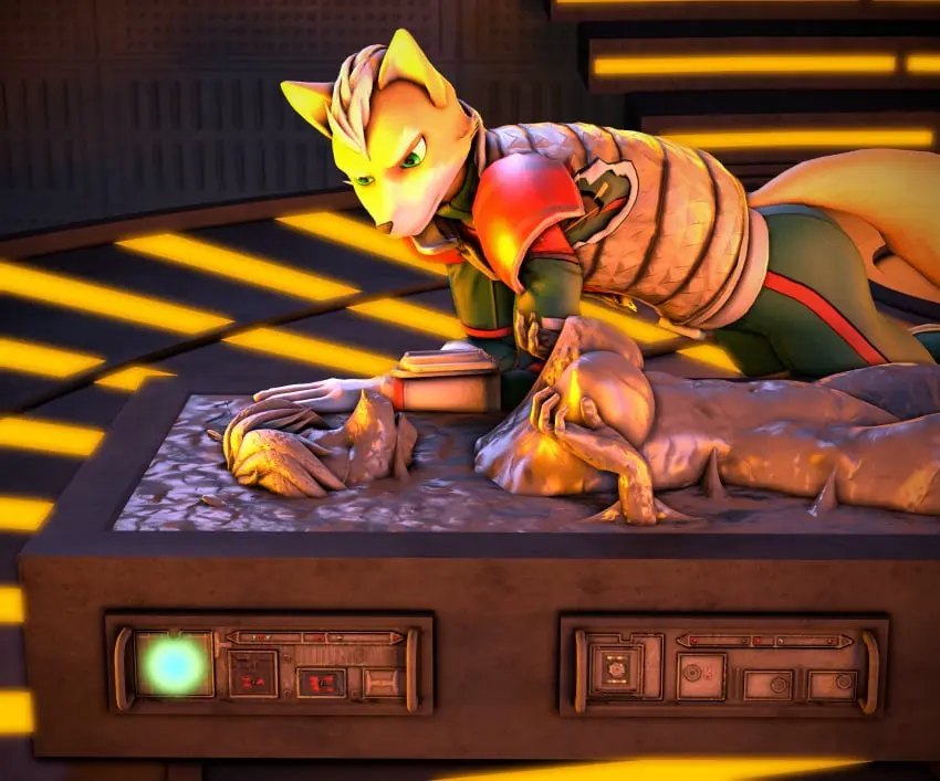 Image breasts,female,nipples,male,nude,furry,duo,anthro,nintendo,3d,star_wars,bound,source_filmmaker,krystal,star_fox,fox_mccloud,encasement,petrification,frozen,carbonite,sfmcarbonfreezer