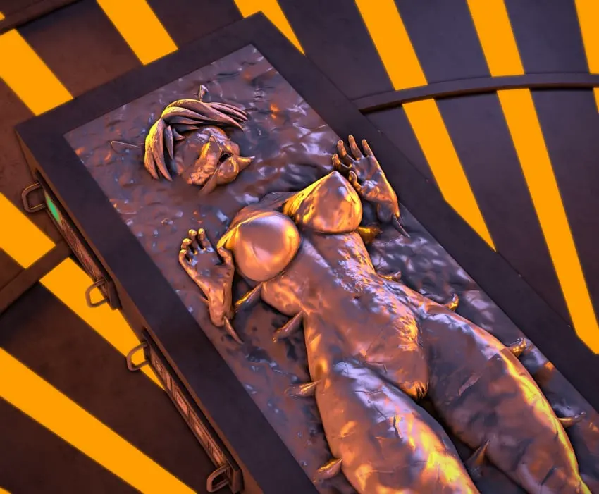 Image breasts,female,nipples,solo,nude,furry,anthro,nintendo,3d,star_wars,bound,source_filmmaker,krystal,star_fox,encasement,petrification,frozen,carbonite,sfmcarbonfreezer